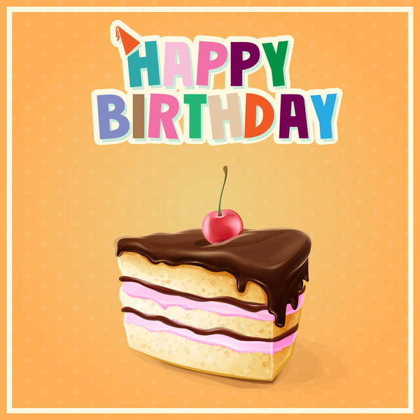 黄色の背景ベクトル 02 で誕生日ケーキ  