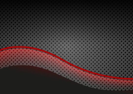 Métal noir avec des vecteurs de fond d’onde rouge 01  