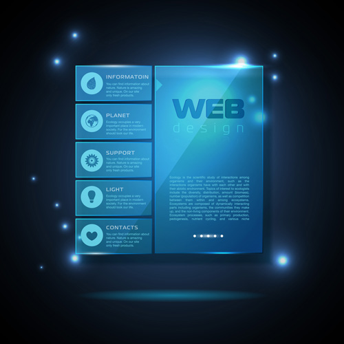 Blue web infographics template design vector 02  