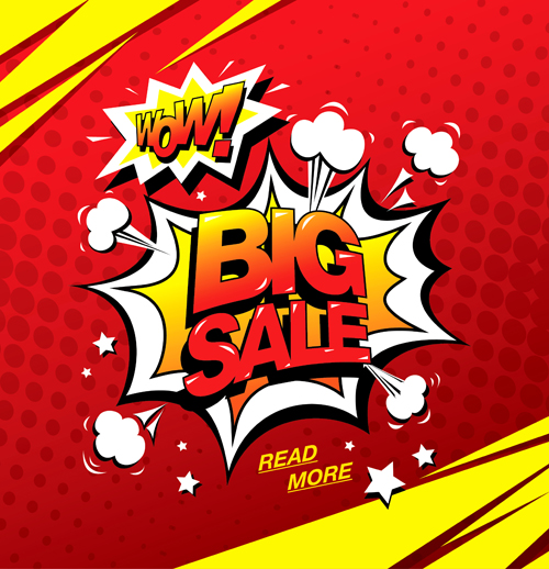 Cartoon style big sale template design vector 02  