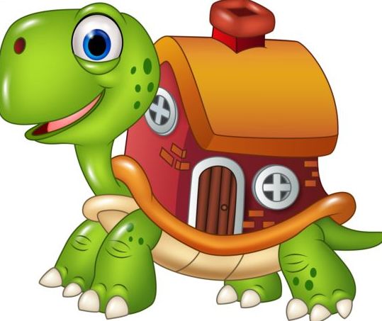Cartoon Turtles met huis vector  