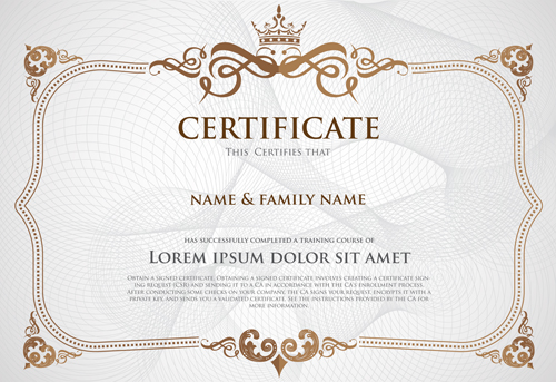 Certificate template with retro frame vector 03  