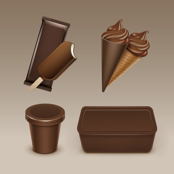Illustration vectorielle de crème glacée au chocolat  