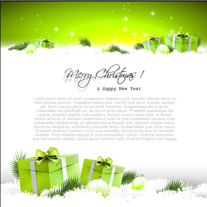 Christmas baubles elements with green background vector 01  