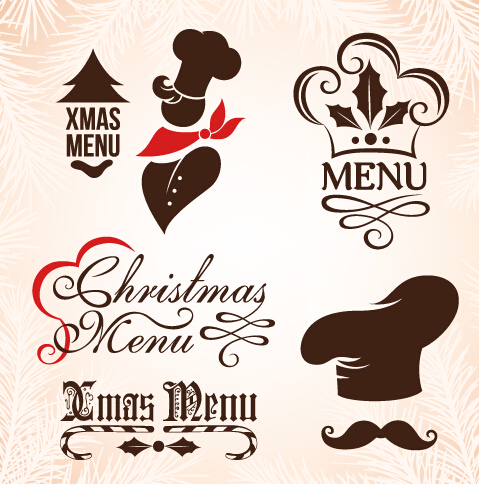 Christmas menu design elements vector set 01  