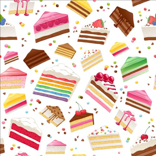 Colored cake seamless pattern vector  