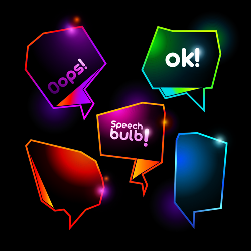 Shiny Colorful Speech Bubbles vector material 01  