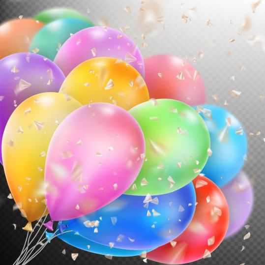 Kleurrijke ballonnen met confetti achtergrond illustratie 08  