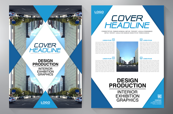 Corporate brochure cover blue styles vector 04  