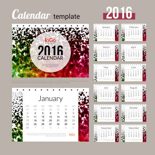 Creative Calendar 2016 template vector 06  