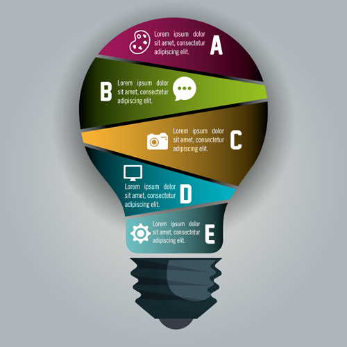Creative lightbulb infographic vectors material 05  