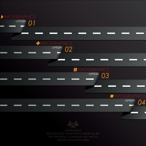 Creative road marking Infographics vector graphics 01  