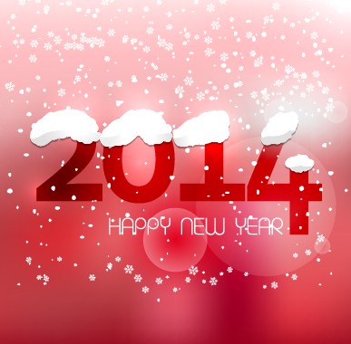 Cute 2014 New Year winter snowflake background  