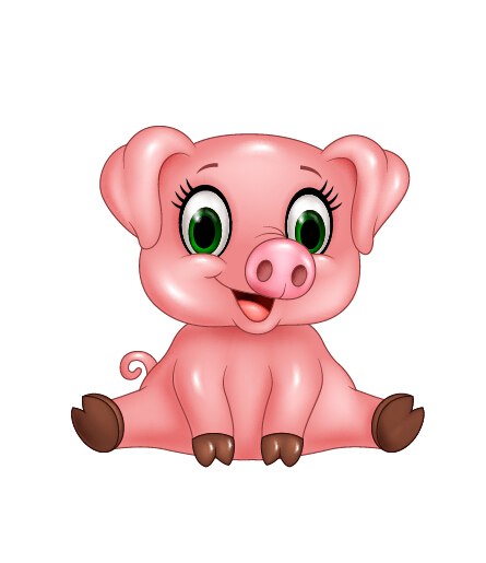 Cute pink pig cartoon vector  