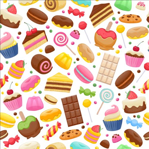Cute sweet candy seamless pattern vector 02  