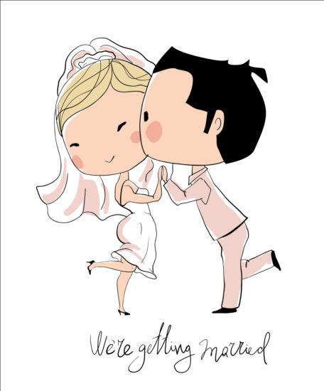 Cute wedding card hand drawn vector 18  