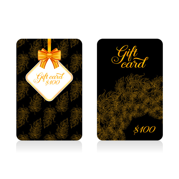 Carte-cadeau sombre avec noeud doré vecteur Tamplate 10  