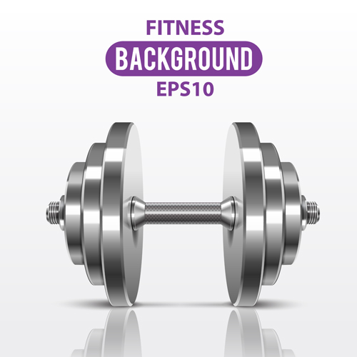 Dumbbell with fitness background vector 03  