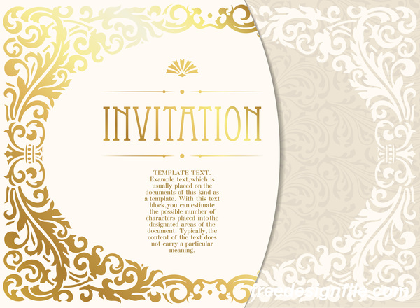 Elegant floral decor with invitation card vectors 05  