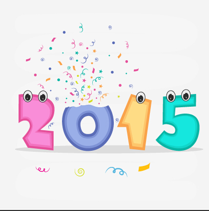 Funny cartoon eye with 2015 new year vector design  