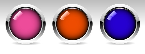 Glass textured round colored button vector  