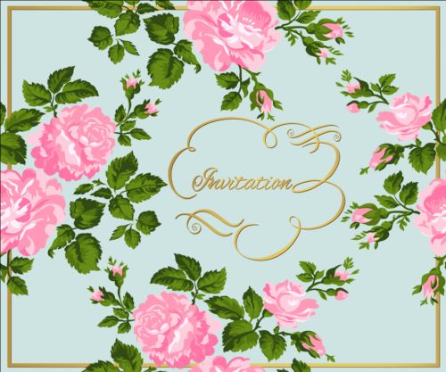 Gold calligraphy decoration with rose background vector 01  