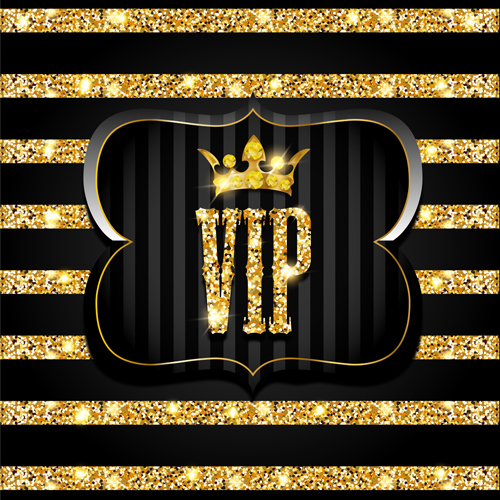 Golden with black VIP invitation card background vector 05  