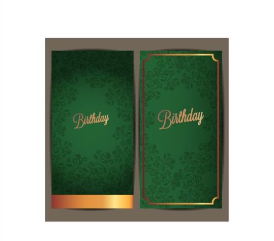 Grön födelsedag Inbjudnings kort vektor 01  