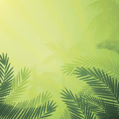 Green palm leaves backgrounds vector 07  