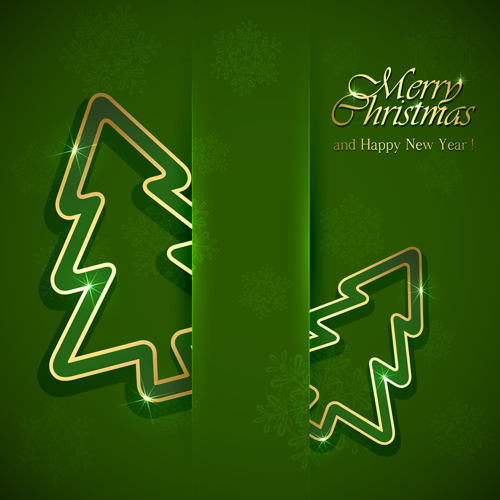 Green style xmas card vector 03  