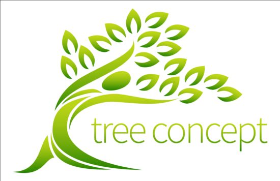 Зеленое дерево логотипы Векторные графические 02  