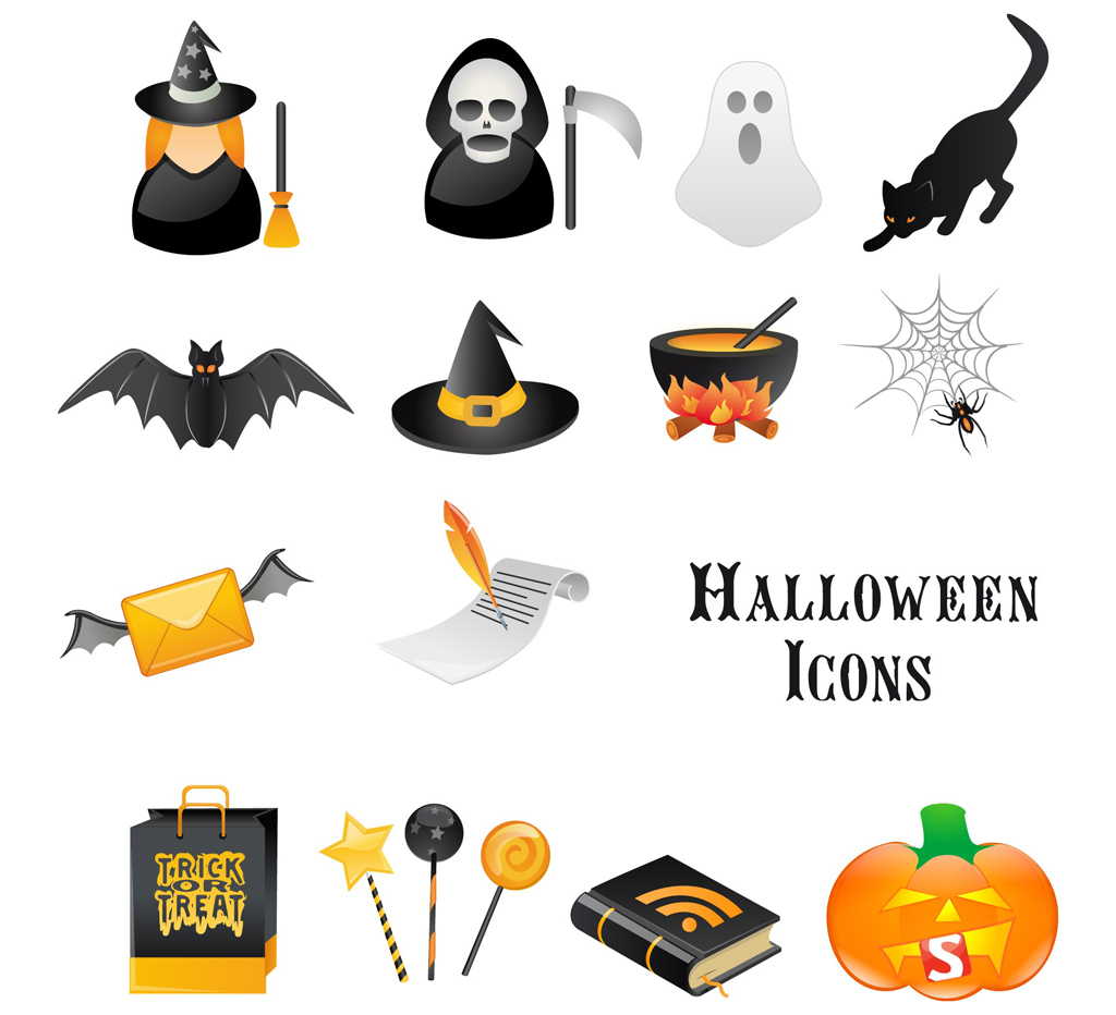 Halloween ornament icons vector material 03  
