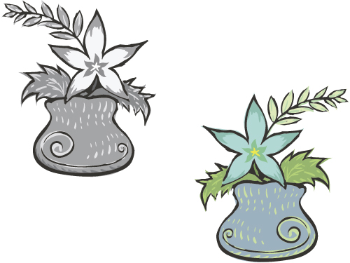 Hand drawn flowers in pot vector material 02  