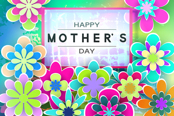 幸せな母の日の花カード ベクトル セット 03  