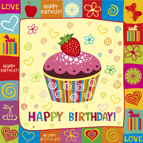 Happy Birthday elements card vector 01  