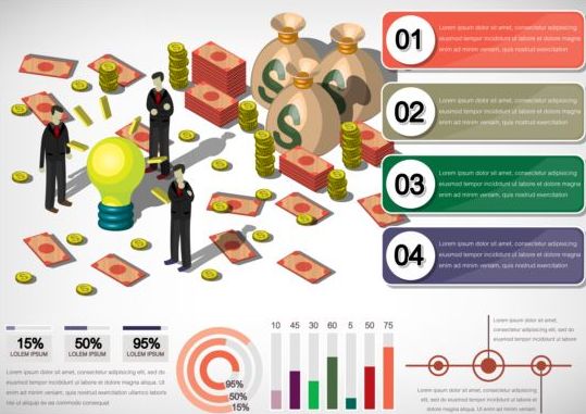 Isometrische 3D financiële infographics vector 02  