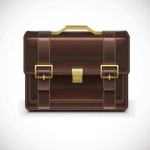 Modern leather briefcase set vector 02  