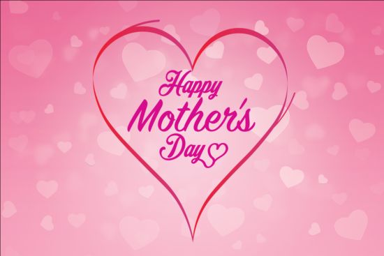 Mothers day pink background with heart vector 02  