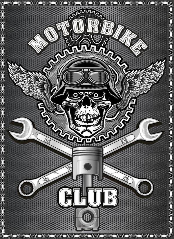 Vecteur de conception de signe de club de moto 10  