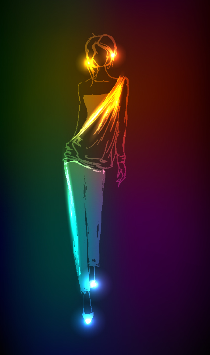 Neon light Girl design vector graphic 03  