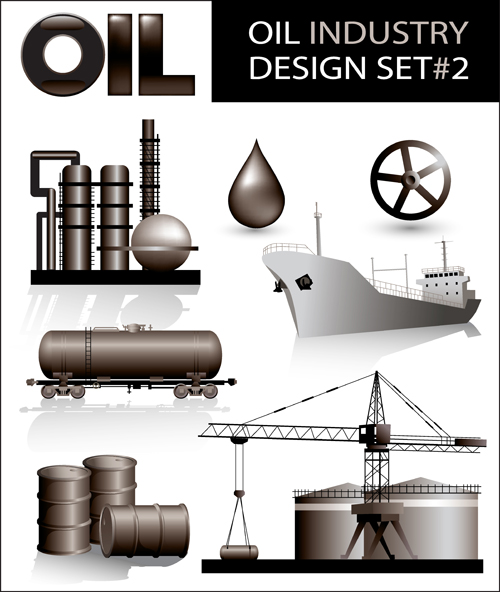Oil industry design elements vector 01  