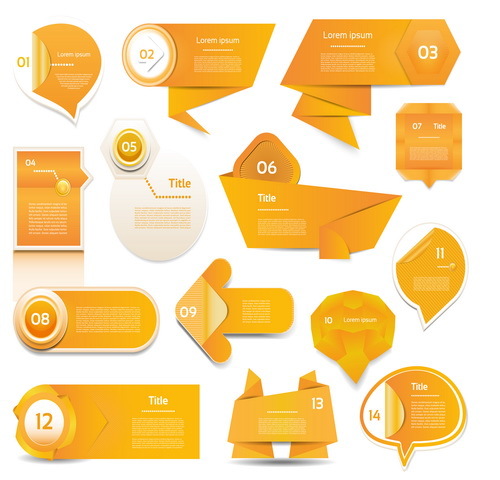 Orange origami banners design vector 01  