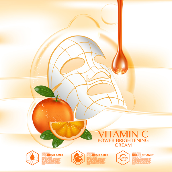 Orange masque de soins de la peau publicité affiche vecteur 02  