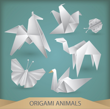 Various Origami animals design vector material 05  