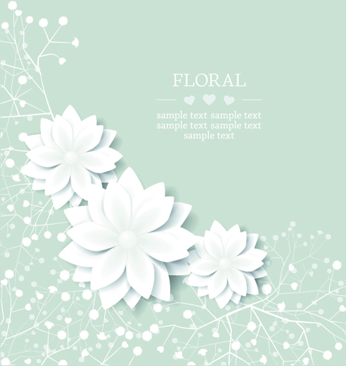 Paper flowers background vector 05  