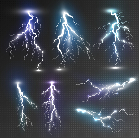 Realistic lightning illustration vector 01  