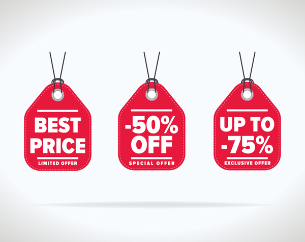 Red special offer tags vector  