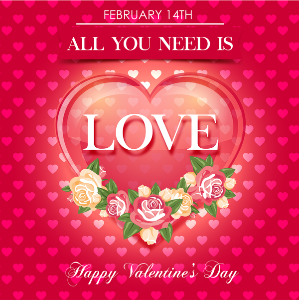 Red styles valentine day greeting card vector 02  