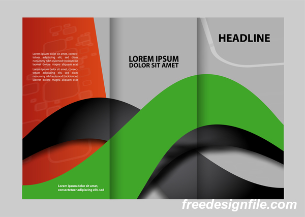 Red with black and green cover for flyer with brochure vector 12  