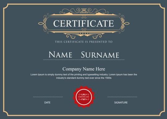 Retro gray certificate template vector 02  